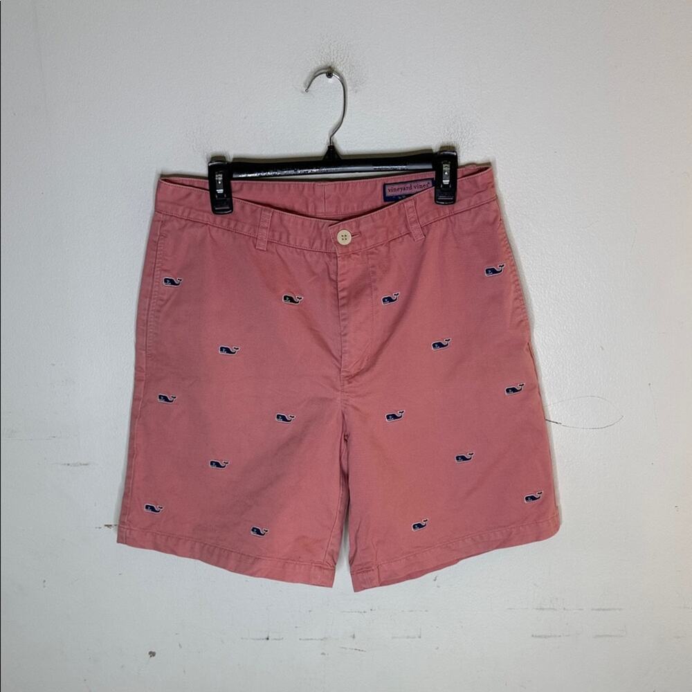 Vineyard Vines Coral Embroidered Whale Logo Shorts Size 33